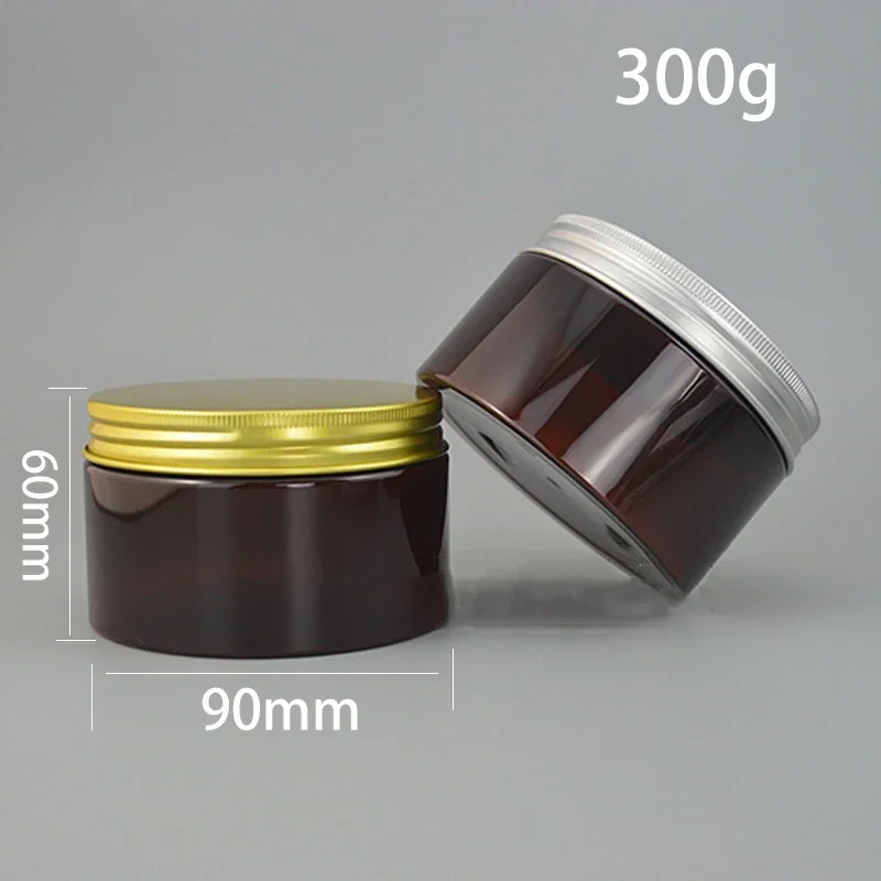 200g 300g Brown Plastic Jar Empty Cosmetic Container Cream Body Lotion Packaging Coffee Candy Tea Spice Refillable Bottles