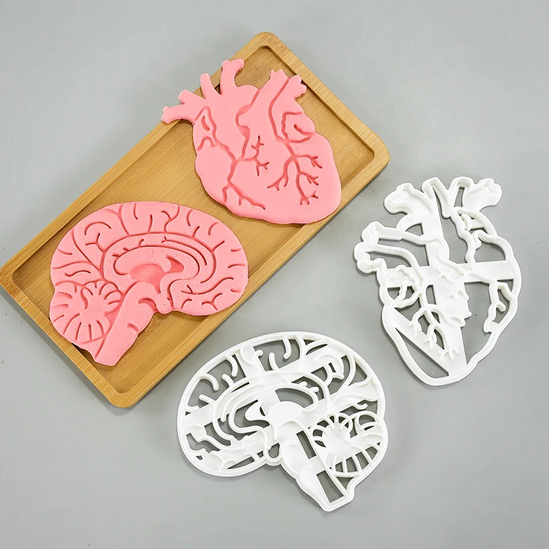 Halloween Cookie Mold Simulation Human Heart Brain Cutter Molds Bloody Terror DIY Fondant Embosser Stamps Cake Decor Baking Tool