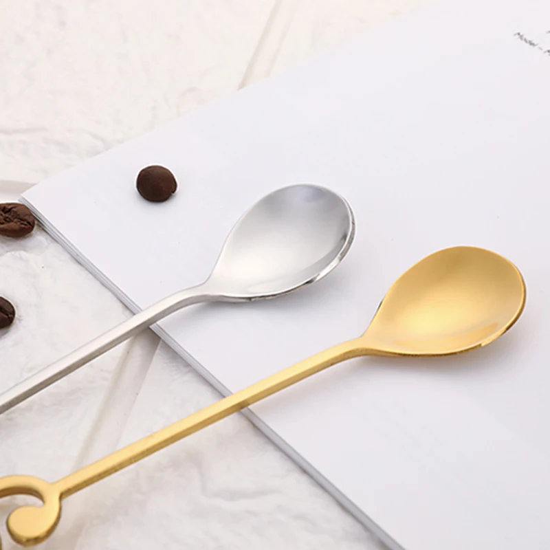 Stainless Steel Coffee Tea Spoon Creative Retro Shovel Scoop for Dinner Ice Cream Dessert Watermelon Kitchen Tableware Bar Tool
