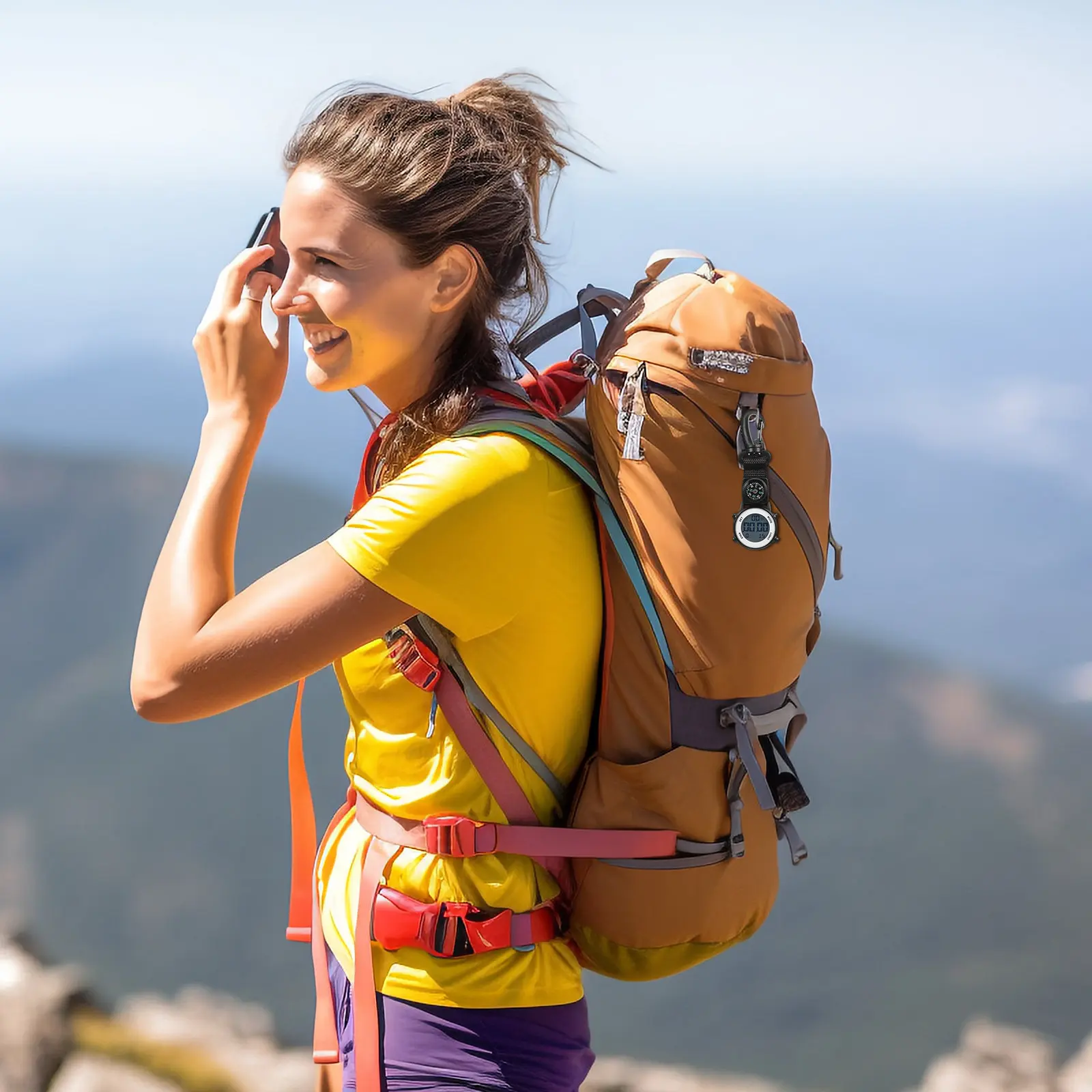 

Электронные карманные часы с клипсой на карабине, уличные часы с точным отображением времени, многофункциональные для кемпинга, карманные часы для мужчин