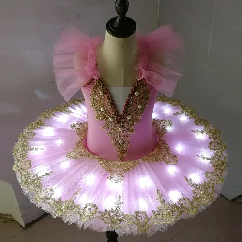 Tutu Ballet Led Light Swan Lake Ballerina Pancake Tutu Girl Women Adult Child Ballet Dress Kids Dance Costumes Tutu Led - Image 3
