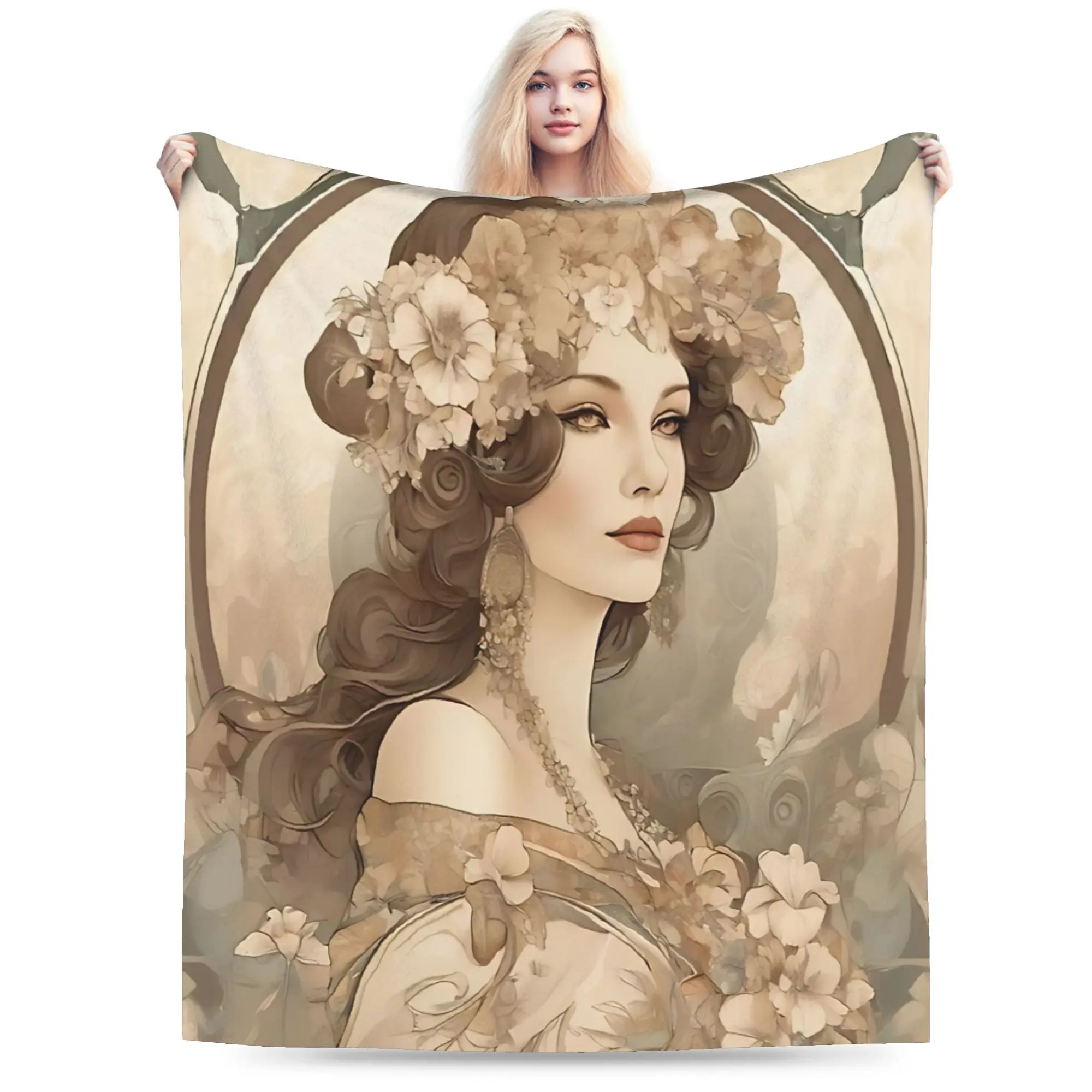Language of Flowers Alphonse Mucha   Blankets Quality Warm Soft  Bedding Throws Winter Kids Couch Chair Fashion Bedspread