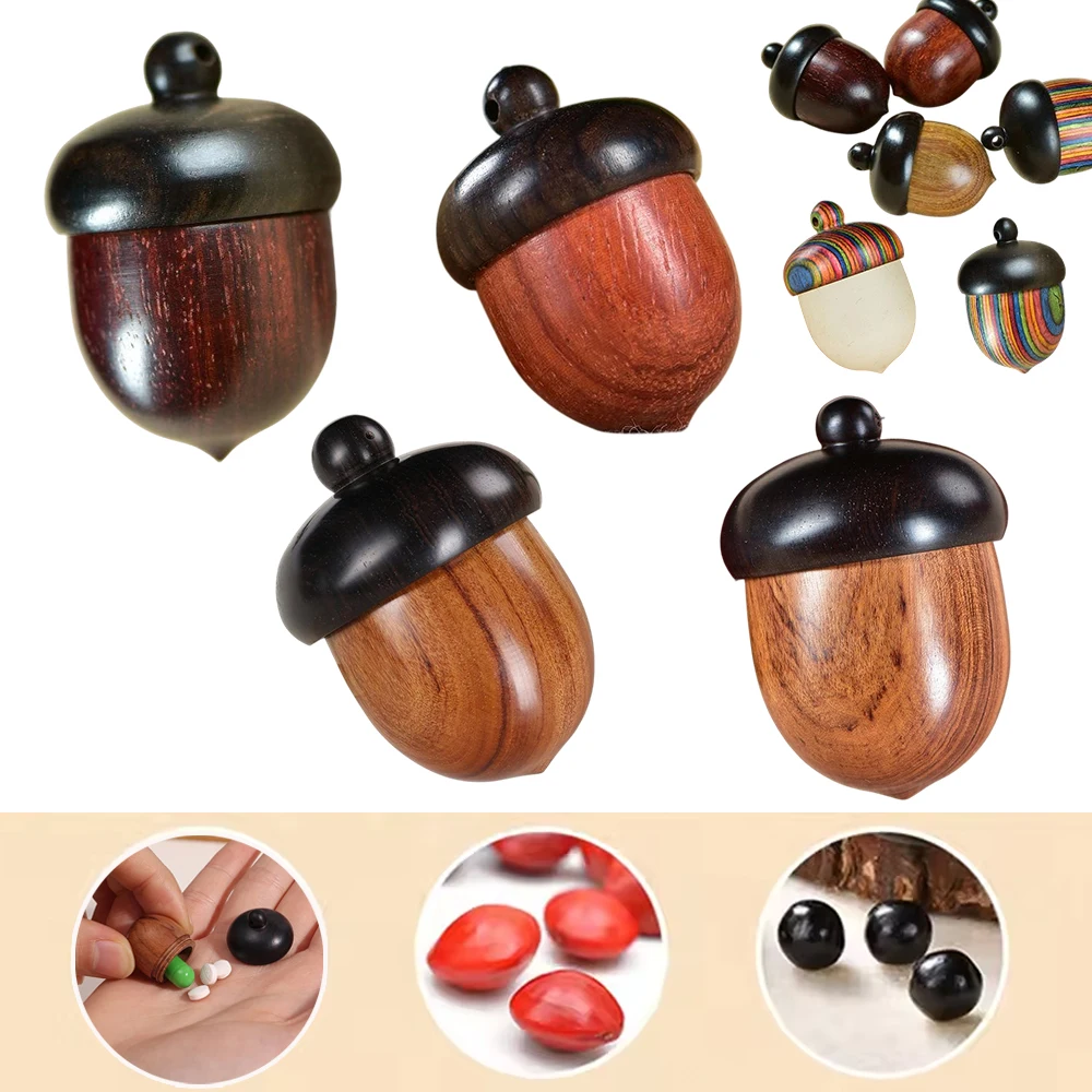 

1/5Pcs 3x2.1cm Mini Solid Wood Medicine Pill Boxes Portable Table Storage Sealed Boxes Storage Container DIY Decorations 알약 수납