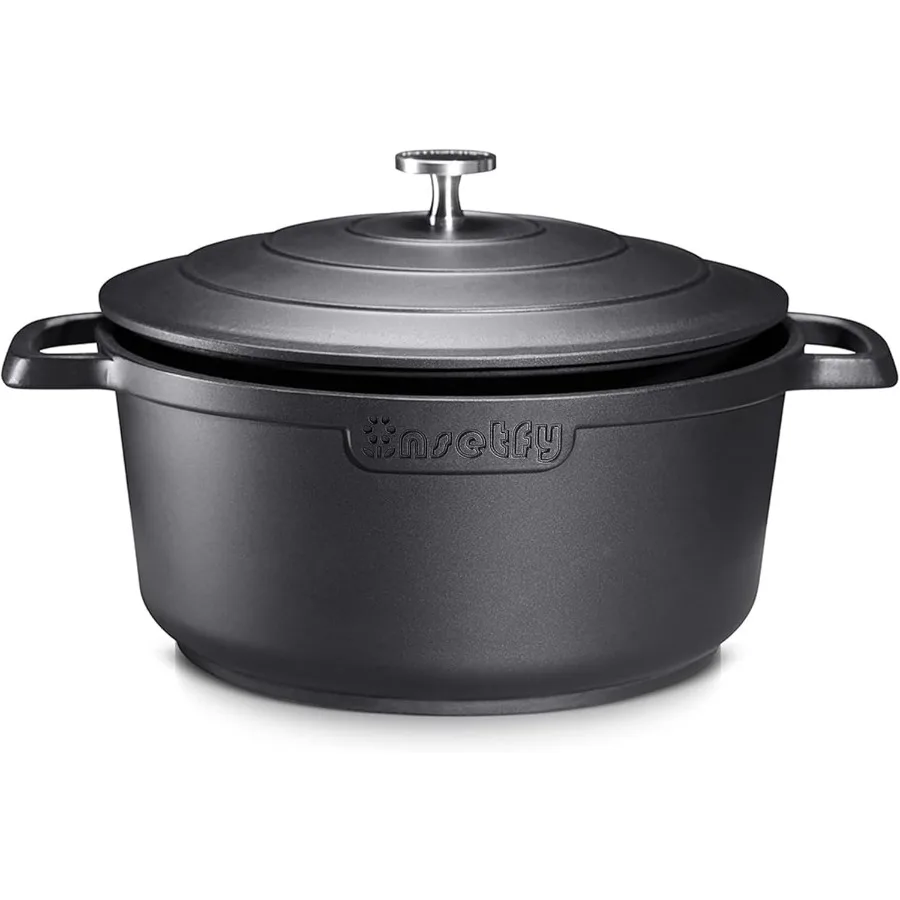 

Nonstick Dutch Oven Pot with Lid-5 QT Cast Aluminum Oven Pot with Two Handles Lightweight for Bread Baking Braising and Roasting