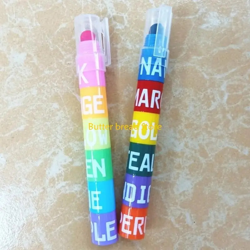 W89C Укладывание 6-цвета в 1 Широко-наставное маркер для скрапбукинга Kid Scrapbooking