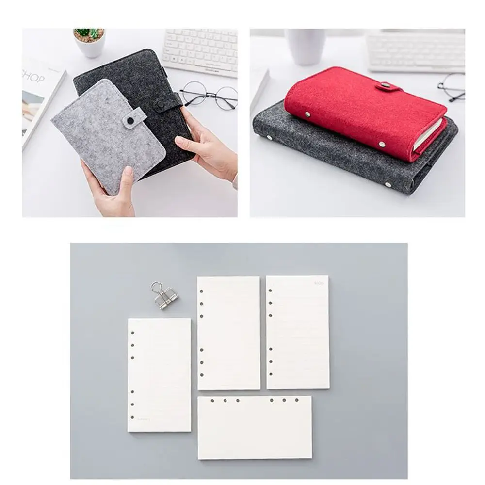 A5 A6 Portable Office Supplies Stationery Fashion Ring Binder Portable Diary Felt Shell Felt Notebook