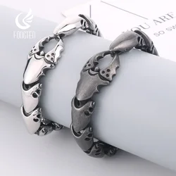 Fongten Vintage Lobster Men's Bracelet Oxidized Black Silver Color Stainless Steel Link Chain Bracelets For Men Bangle Jewelry