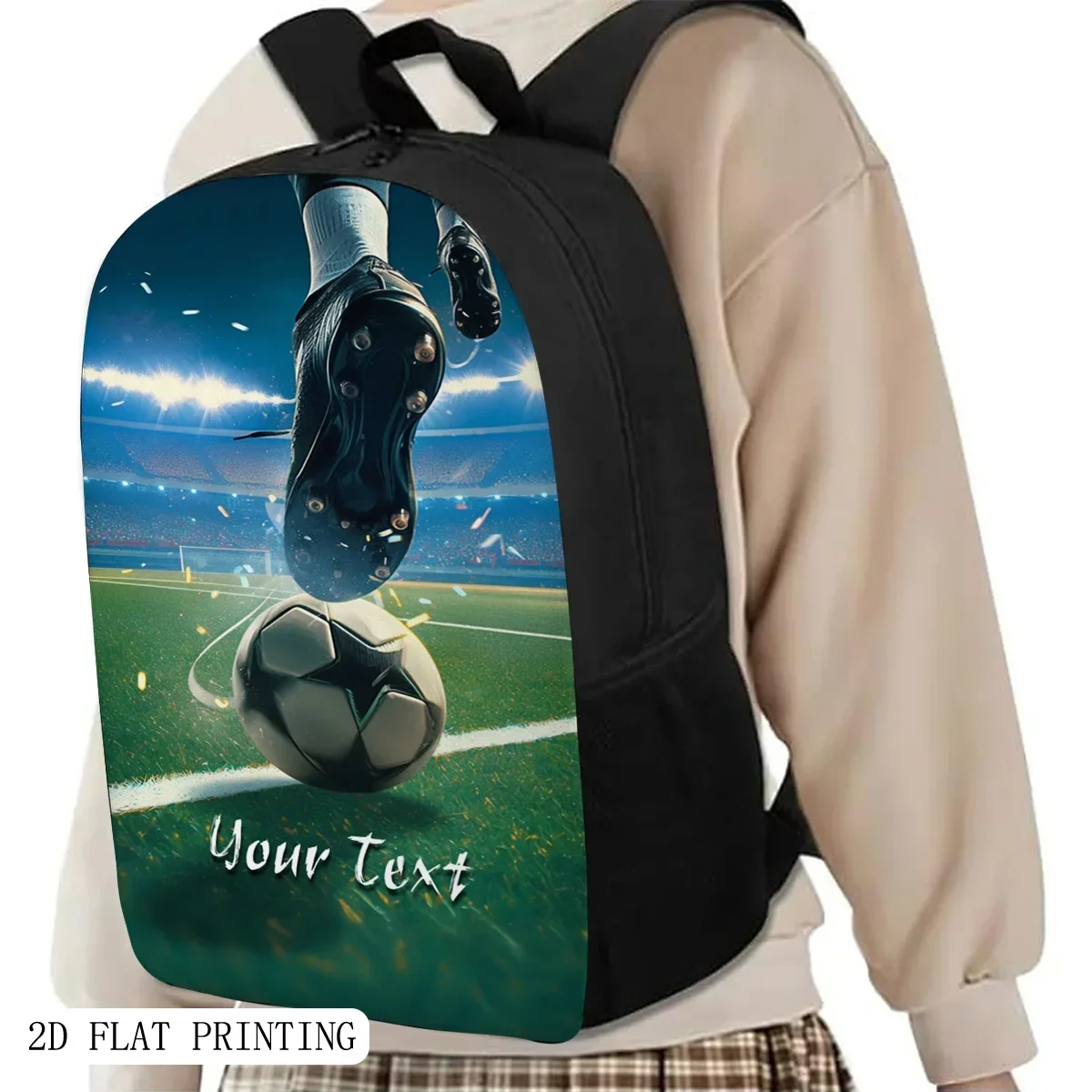 Custom Bag Personalized Name/Text Football Field Design Backpack - Add Your Name, Lightweight Large Capacity Bookbag Suit