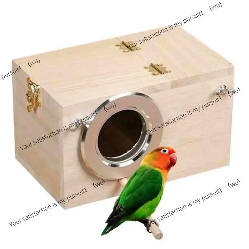 Wooden bird cage nesting box breeding, parrot hatching nest, cocktail bird love aviary