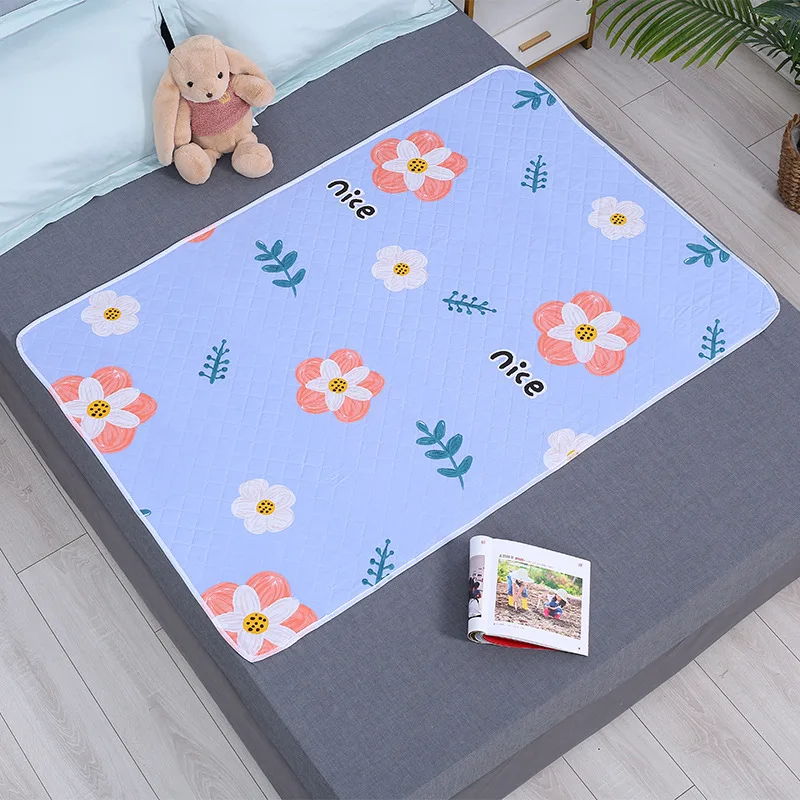 Colchón lavable impermeable, estera de orina para bebés y niños pequeños, Protector de cama de dibujos animados, ropa de cama para pañales, almohadillas para orina, tela transpirable