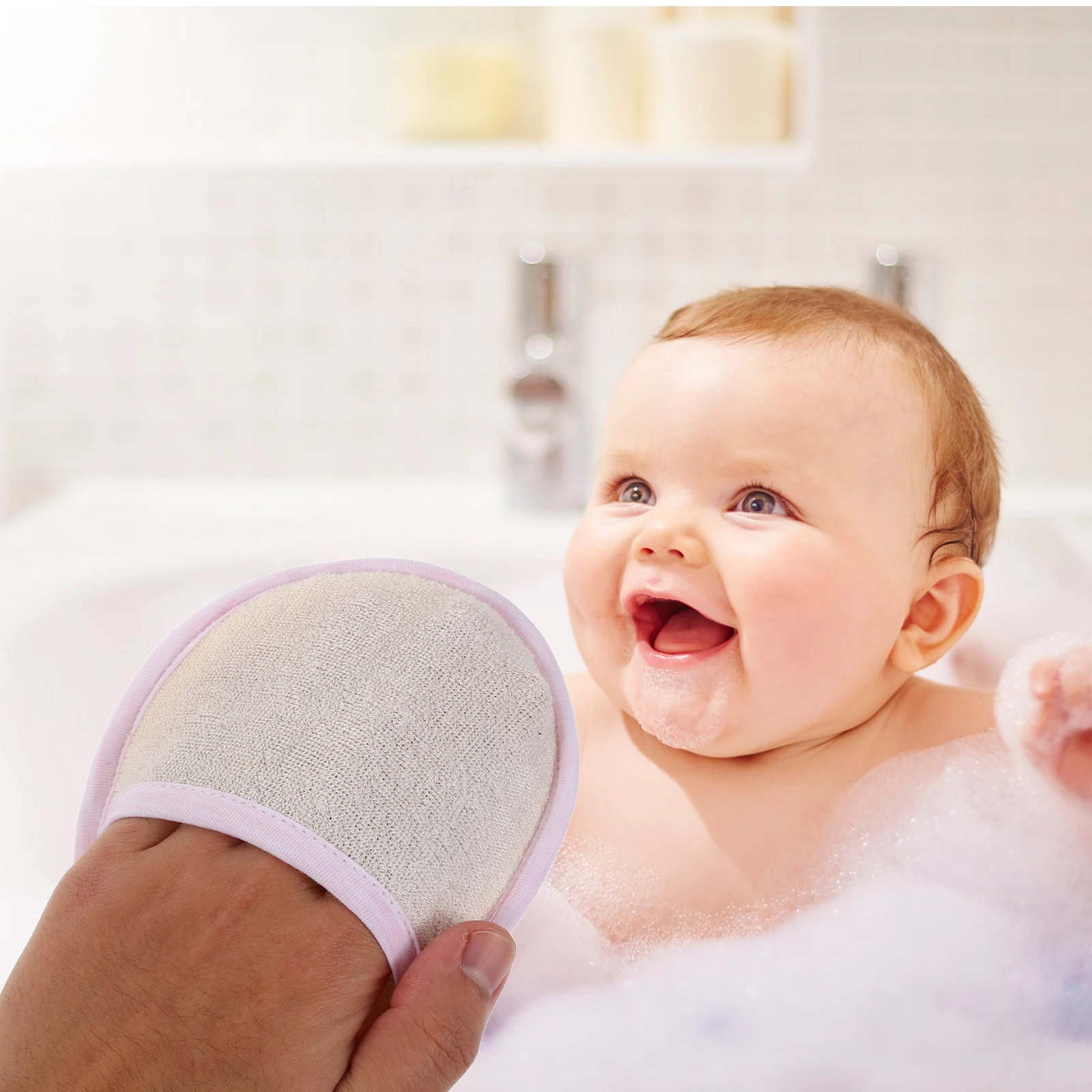 

1Pcs Bamboo Fiber Baby Sponge Washcloths Giant Toddler Scrubber Face Hands Bathing Soft Absorbency Design Versatile Use Cloth