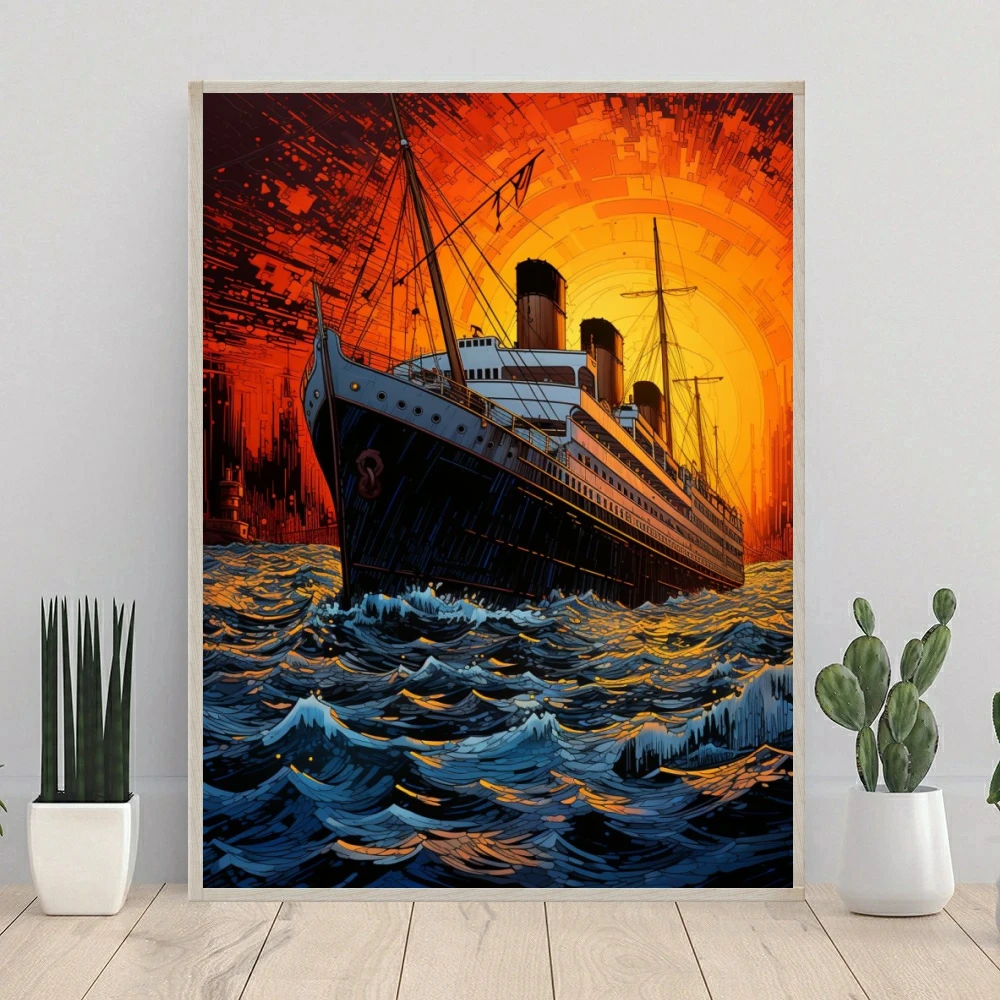 Titanic Ship 5D DIY AB Diamond Painting Mosaic Art Cross Stitch Ocean Landscape Rhinestones Handmade Craft Embroidery Home Decor