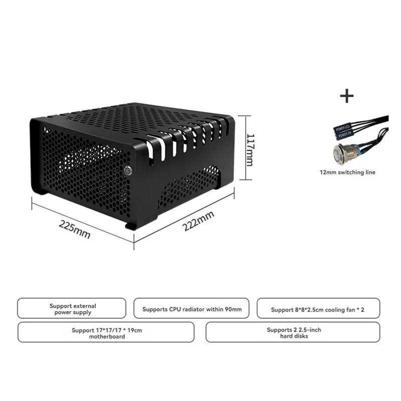 ABSQ-Itx Case Shell Horizontal Small Chassis For Computer Office Solid And Beautiful Black
