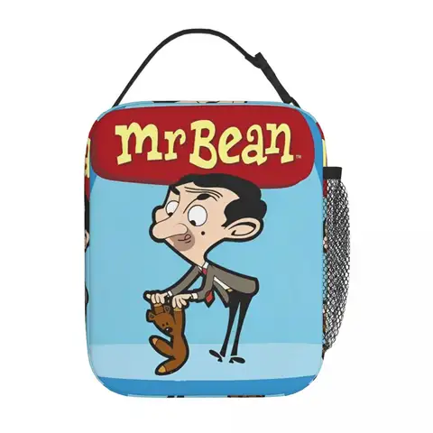 Mr Beans Cartoon Insulated Lunch Bags Large Meal Container Cooler Bag Tote Lunch Box College Travel Girl Boy