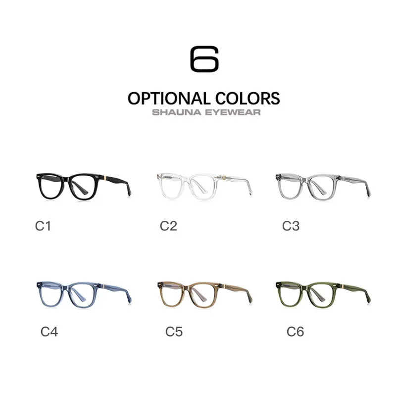 SHAUNA British Style TR90 Anti-Blue Light Glasses Frame Retro Rivets Spring Hinge Computer Eyeglasses UV400 - Image 5