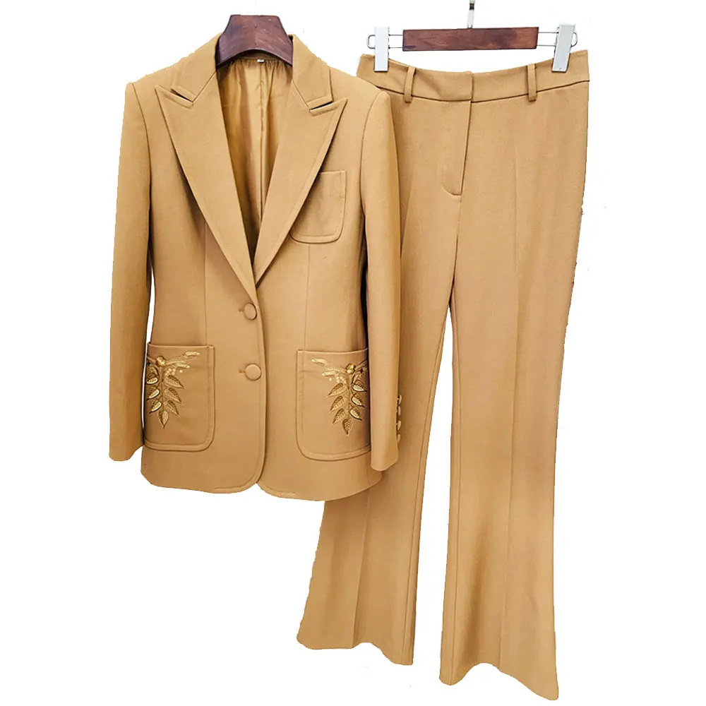 

2023 European and American Celebrities, Fashionable New Styles, Noble Temperament, Embroidered Suit Jacket, Micro Speaker Pants