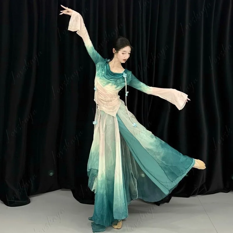 New Classical Dance Clothes Gradually Change Body Rhyme Gauze Clothes Women's Chinese Dance Folk Dance Elegant