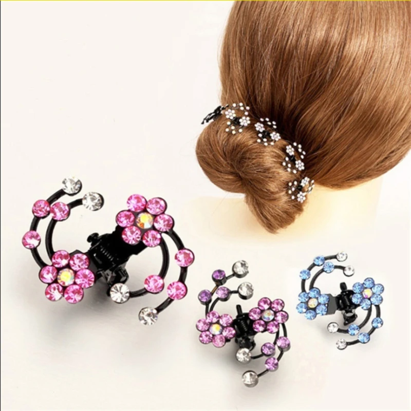 6PCS/1 Pack Wedding Bridal Hair Claws Women Mini Headwear Rhinestone Snowflake Hair Clips Flower Hair Pins Hair Accessories