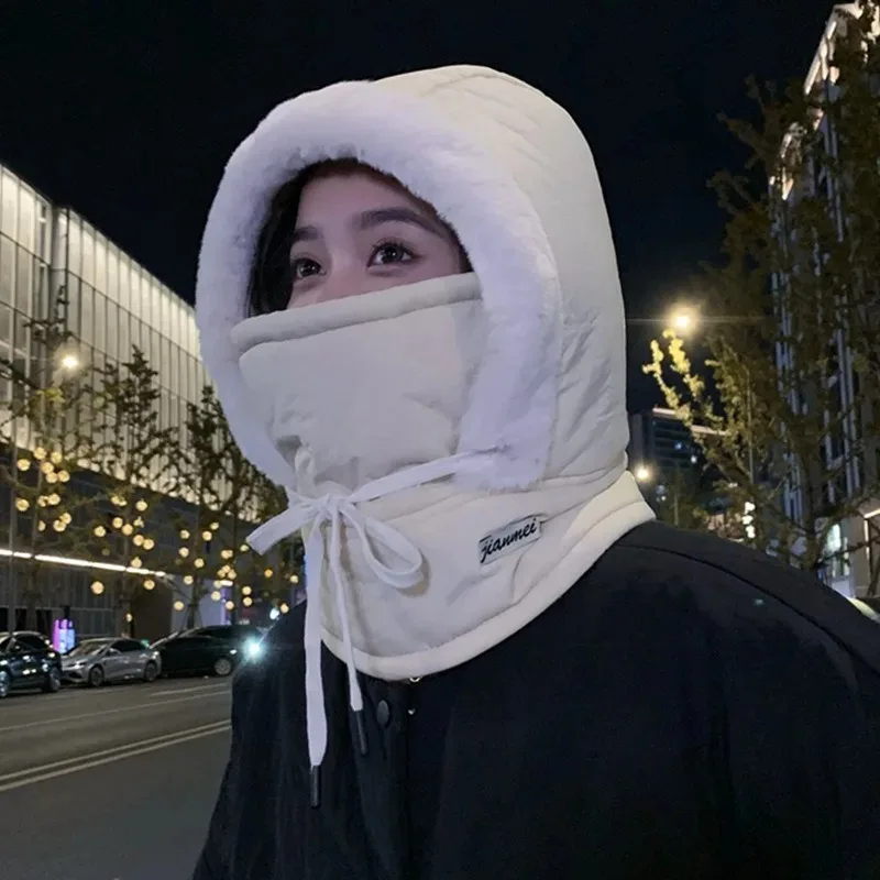 Autumn Winter Motorcycle Warm Unisex Trapper Hat Thickened Fleece Balaclava Cotton 3-in-1 for Outdoor Sports Cycling Protection
