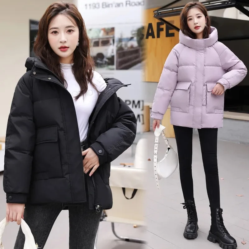 Women Down Feather cotton Jackets Coat Winter Thickening Warm Bubble Short Oversized Female Puffer Cotton Padded Jacket Outwear