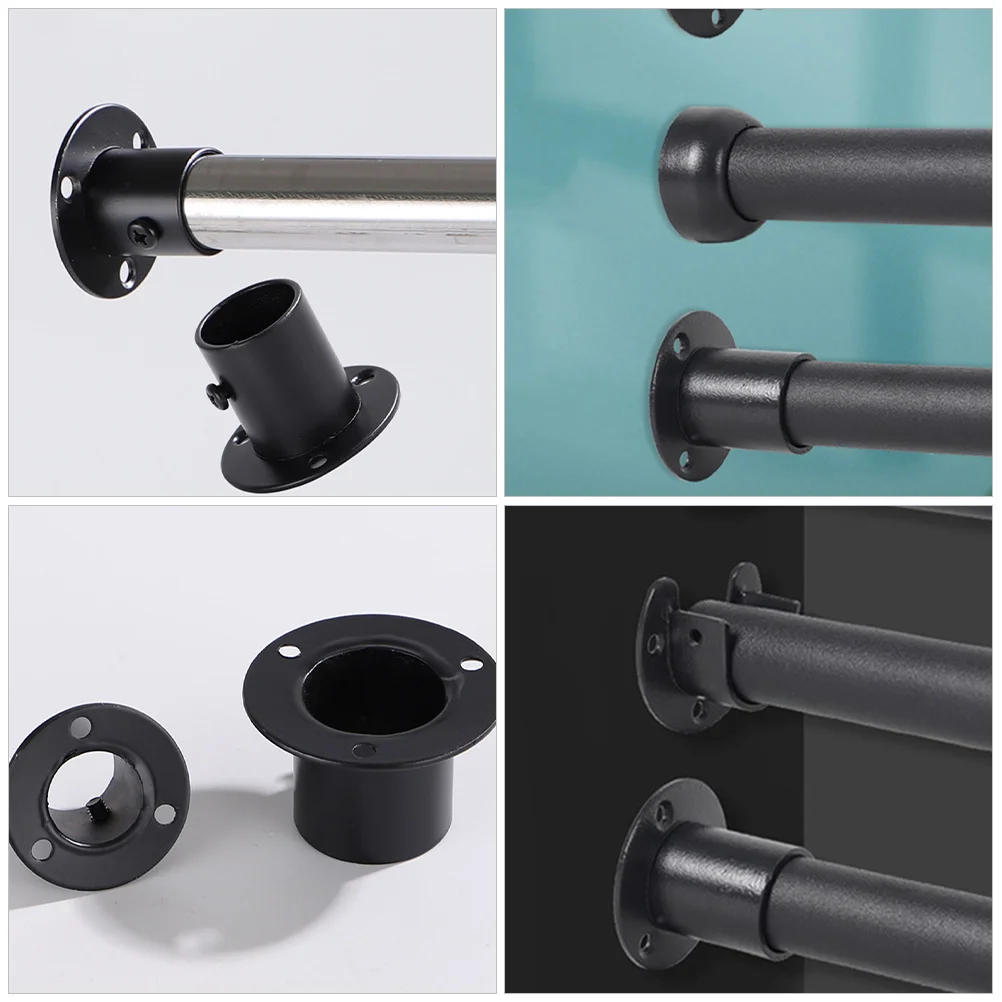 

2Pcs Rustproof Stainless Steel Flange Socket Strong Closet Pole Holder for Shower Rod Bracket Quick Installation