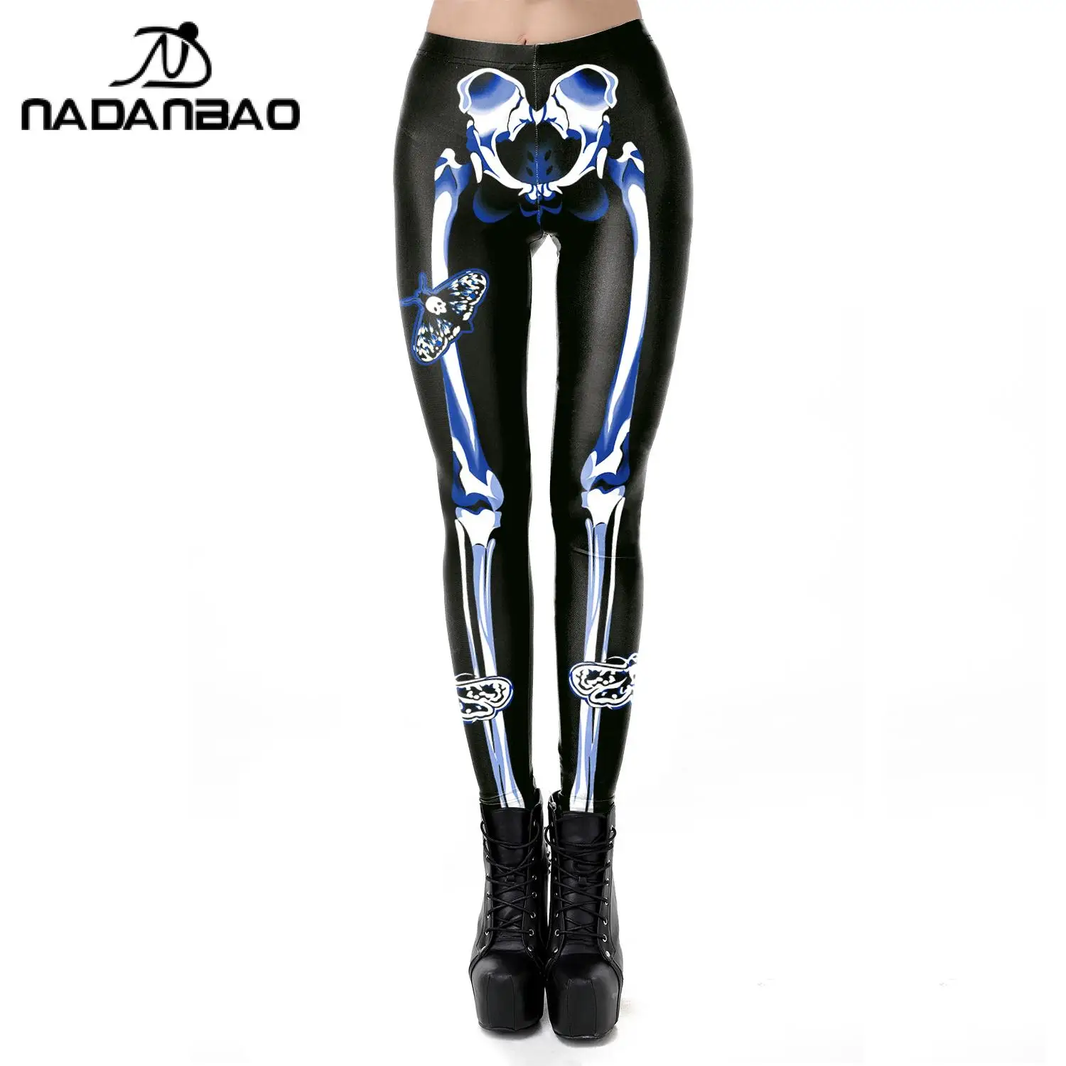

Nadanbao Halloween Skeleton Pattern Pants Sexy Black Print Leggings Women Seamless Strentch Trousers Ourdoor Sports Yoga Tights