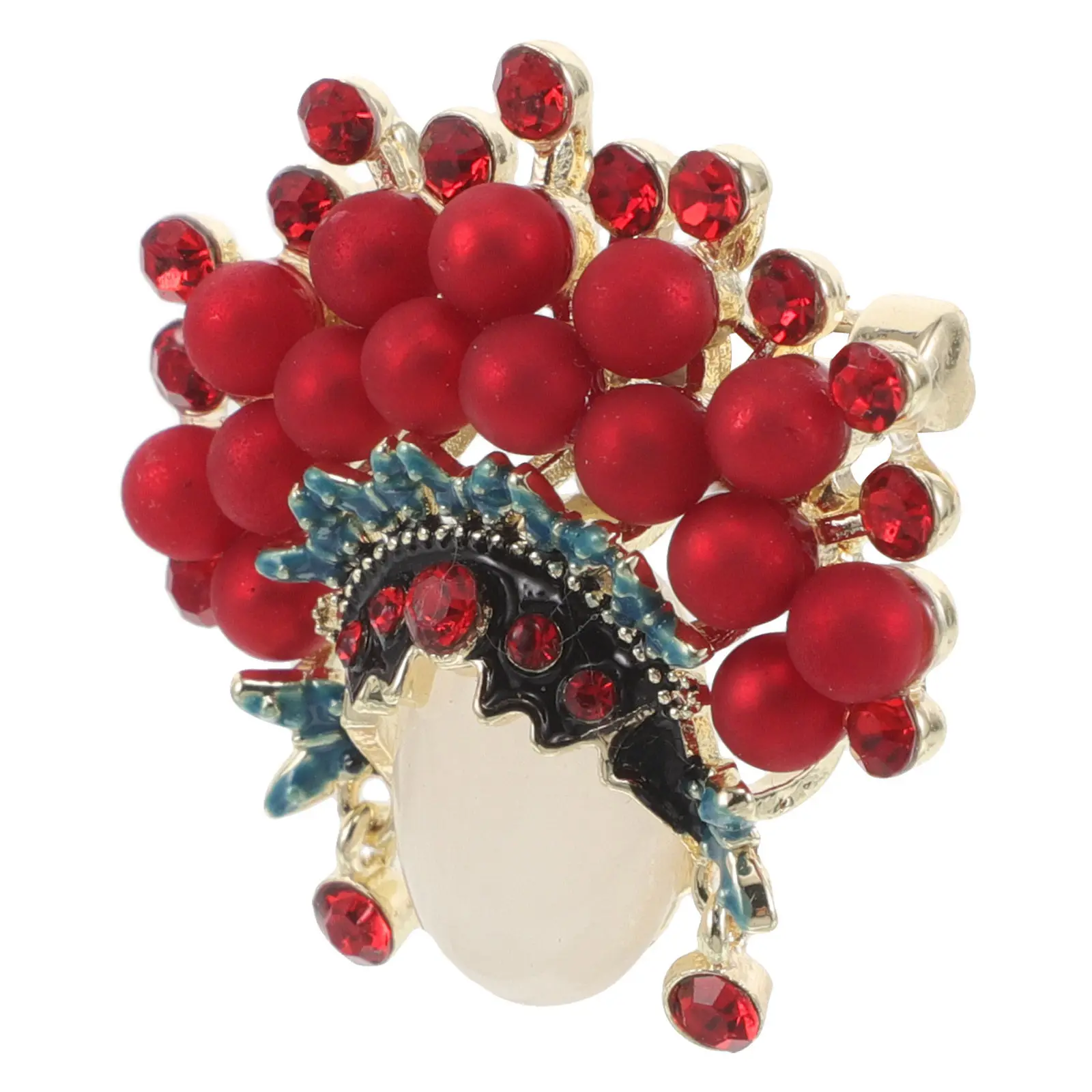 Chinese Style Brooch Pin Red Peking Opera Flower Character Decorative Brooch for Coat Cardigan Scarf Clip Women Brooches Lapel