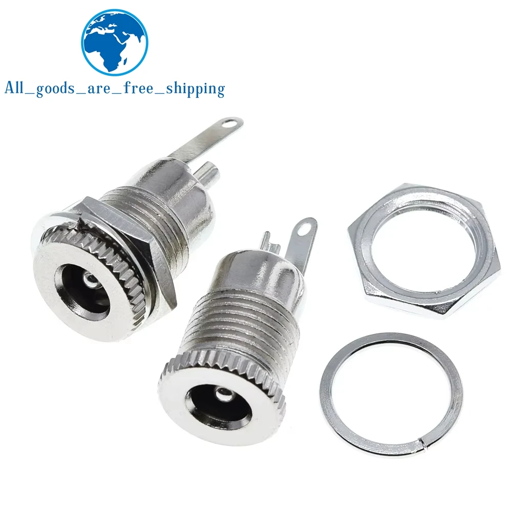 1/5PCS/LOT DC099 5.5 mm x 2.1mm DC Power Jack Socket Female Panel Mount Connector Metal DC-099 Open Hole 11MM 5.5*2.1 5.5*2.5