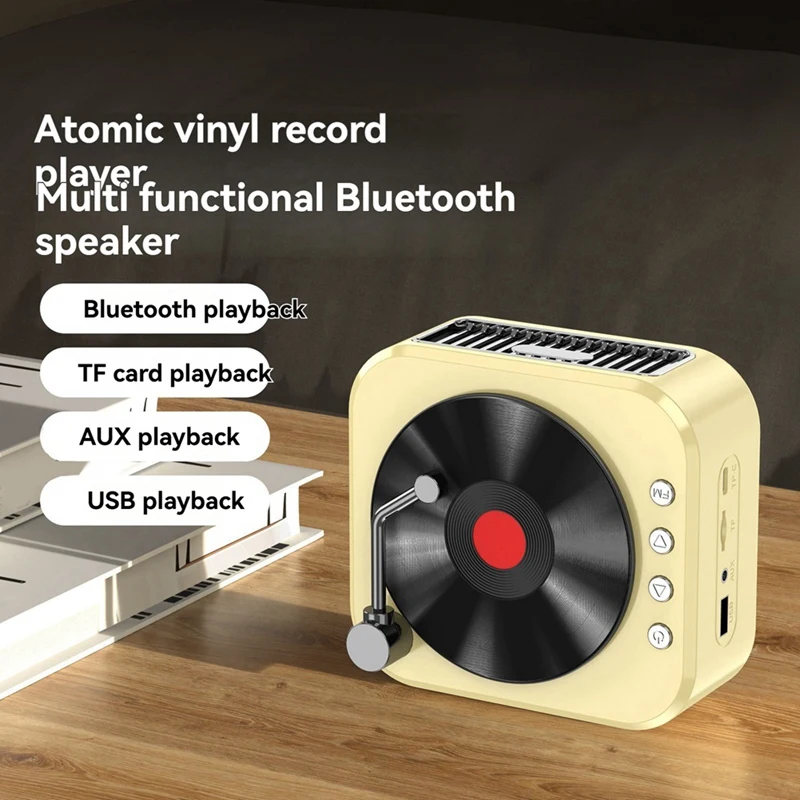 RISE-Retro Bluetooth 5.3 Speaker 18Th Century Phonograph Style Speaker 360° Stereo Sound Vinyl Record