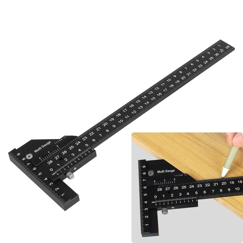 0-280mm Measuring Tools Woodworking Tool T Ruler Marking Depth Gauge Aluminum Alloy Scribe Woodworking Sliding Gauge