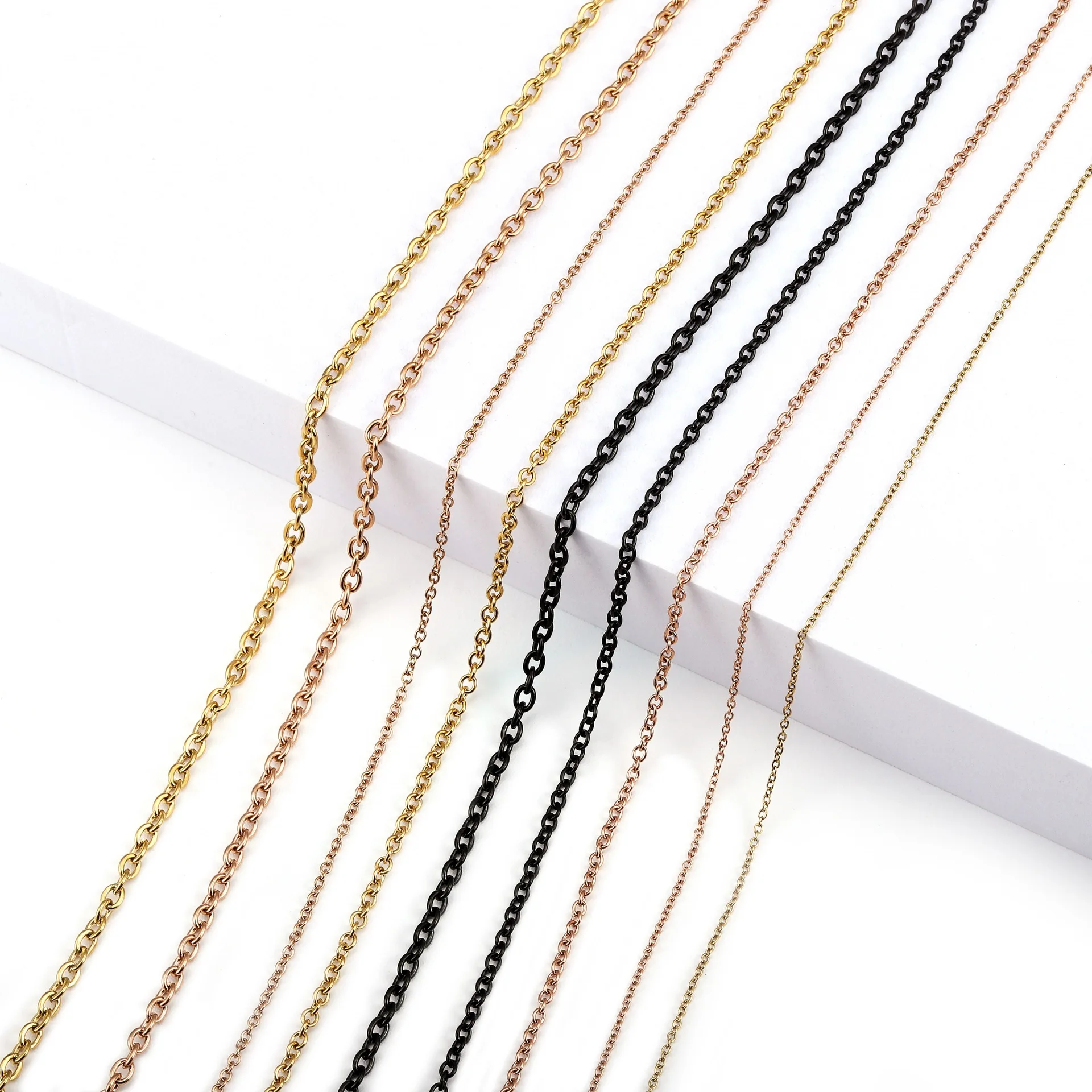 2m/pcs Hot Selling Stainless Steel Cross Chain Multi Specification DIY Jewelry Accessories Gold Welded O-chain Wholesale