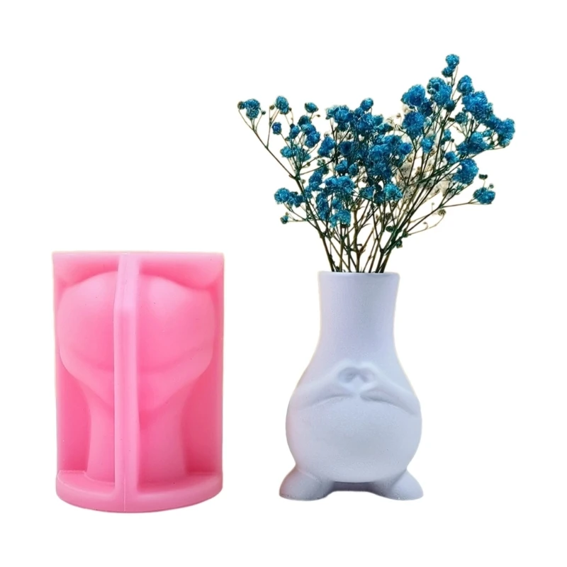 

Heart Postures Vase Resin Silicone Mold for Handmade Flower Pots Pen Holder Concrete Cement Gypsum Molds Home Decors 3XUA