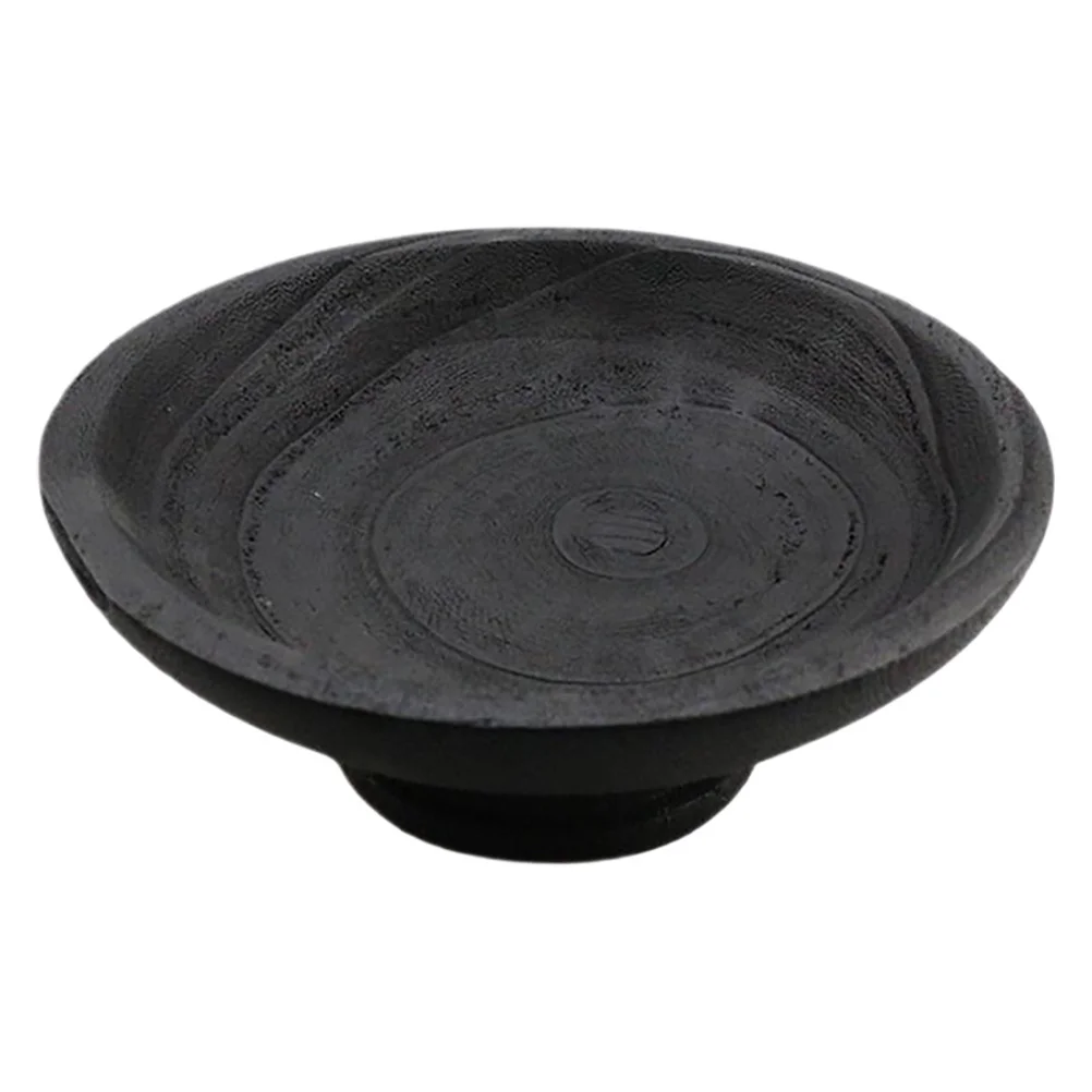 

Vintage Solid Wood Fruit Bowl Black Rustic Serving Tray Footed Table Centerpiece For Home Kitchen Coffee Dining Decor Storage