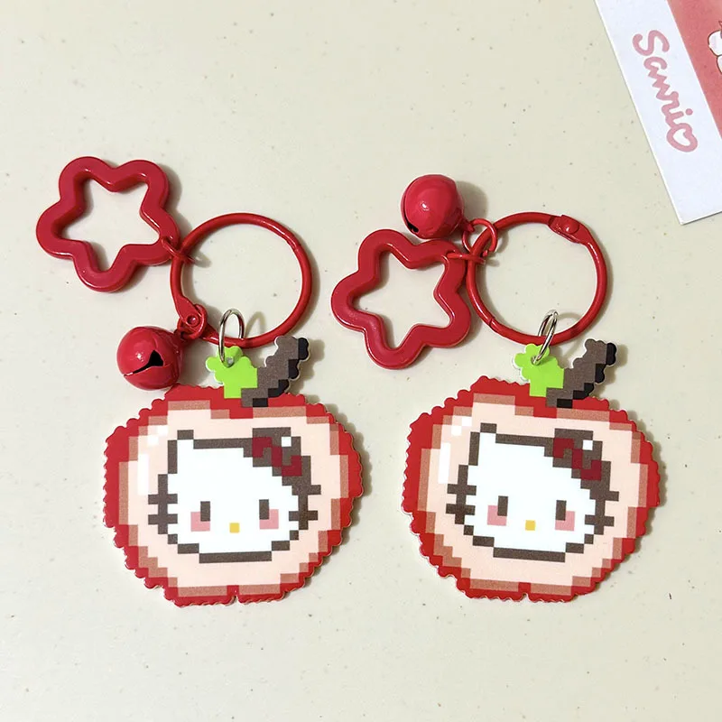

Новый рюкзак для пары Pixel Hello Kitty Apple, акриловая кукла, милый брелок для девочек, украшение для сумки, подарки для лучших друзей, Рождество