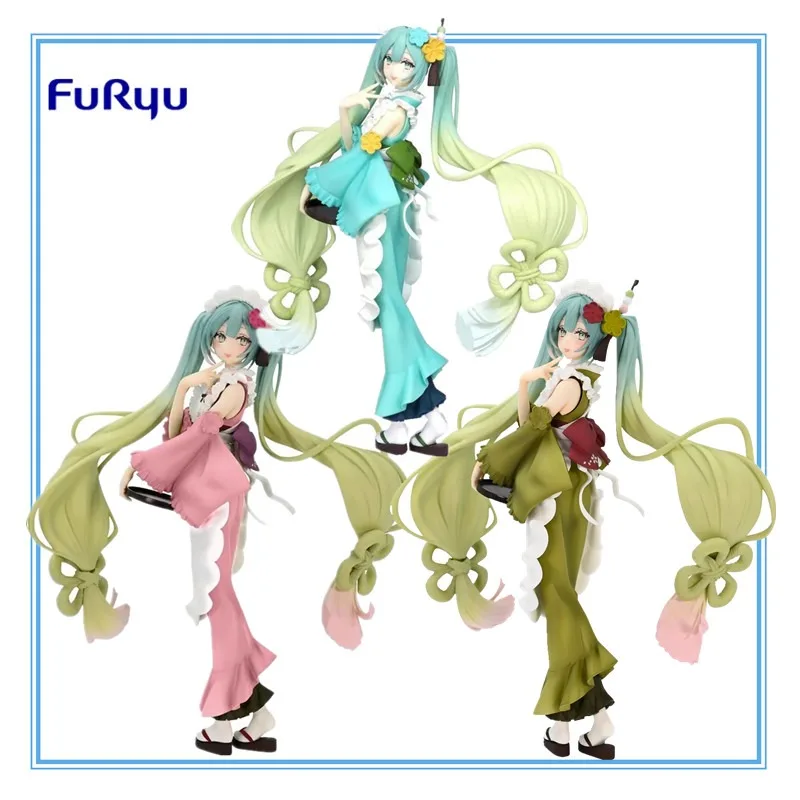 

In Stock Original Furyu Hatsune Miku Miku Limited Edition Matcha Buffy Colorful Pvc18cm Anime Doll Collection Model Toys Gifts