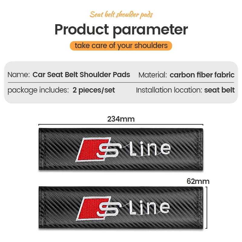 مقعد السيارة حزام غطاء الكتف حامي حشوة وسادة اكسسوارات السيارات لأودي Sline A3 A4 B8 8P 8V B6 A5 A6 C7 Q5 B9 B7 C6 A1 Q7 #2