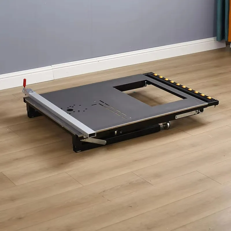 منضدة عمل محمولة قابلة للطي من الفولاذ المقاوم للصدأ لآلة قطع الخشب منشار دائري لوحة أفقية منشار طاولة