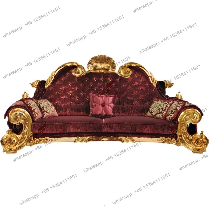 Französisches Stoffsofa 123 Kombination Wohnzimmer Luxus Goldfolien-Sofa Villenmöbel