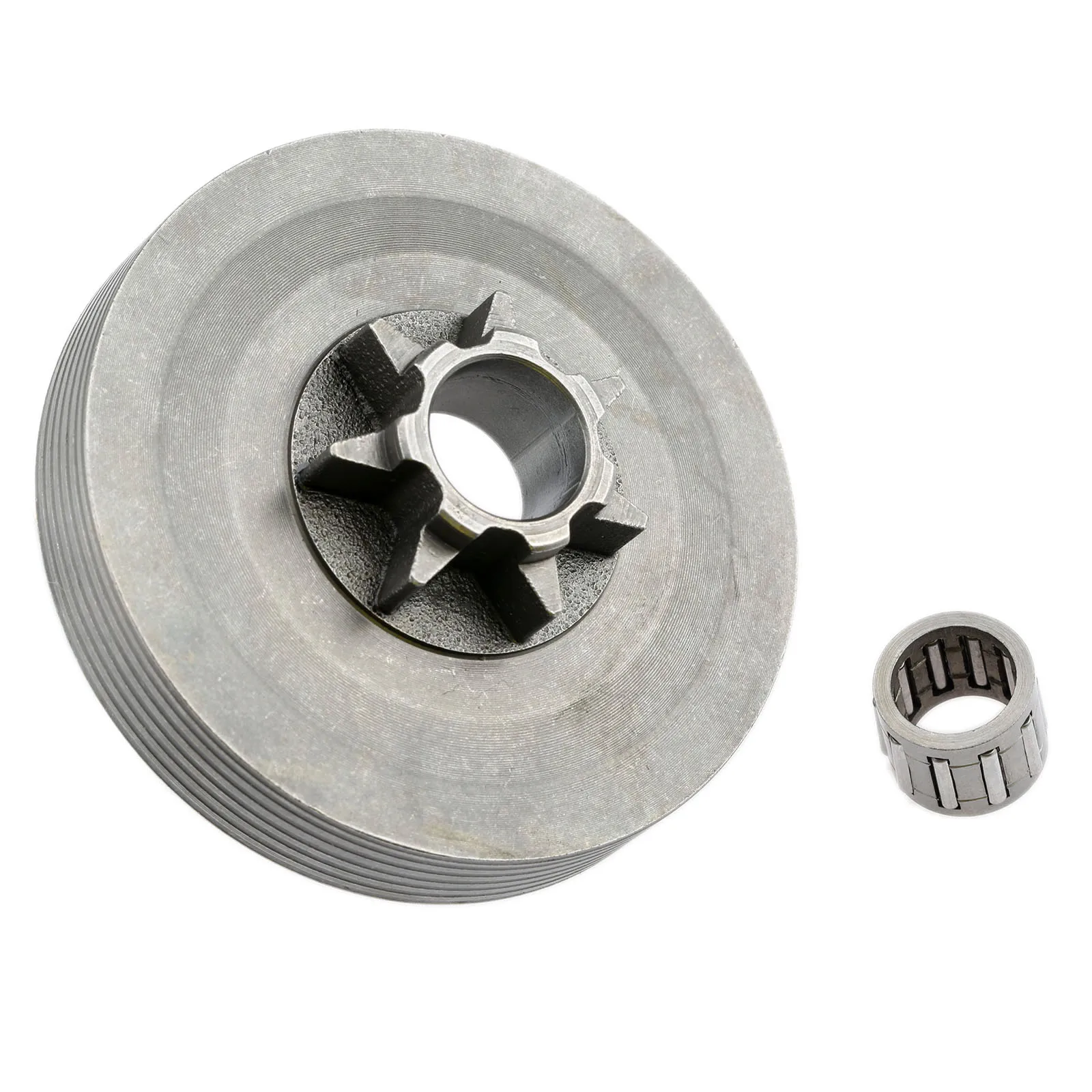 Kit de piñón de tambor de transmisión de embrague de motosierras con juego de cojinete de aguja para piezas de motosierra de 45CC 52CC 58CC, piezas de herramientas eléctricas de jardín, 2 piezas por juego