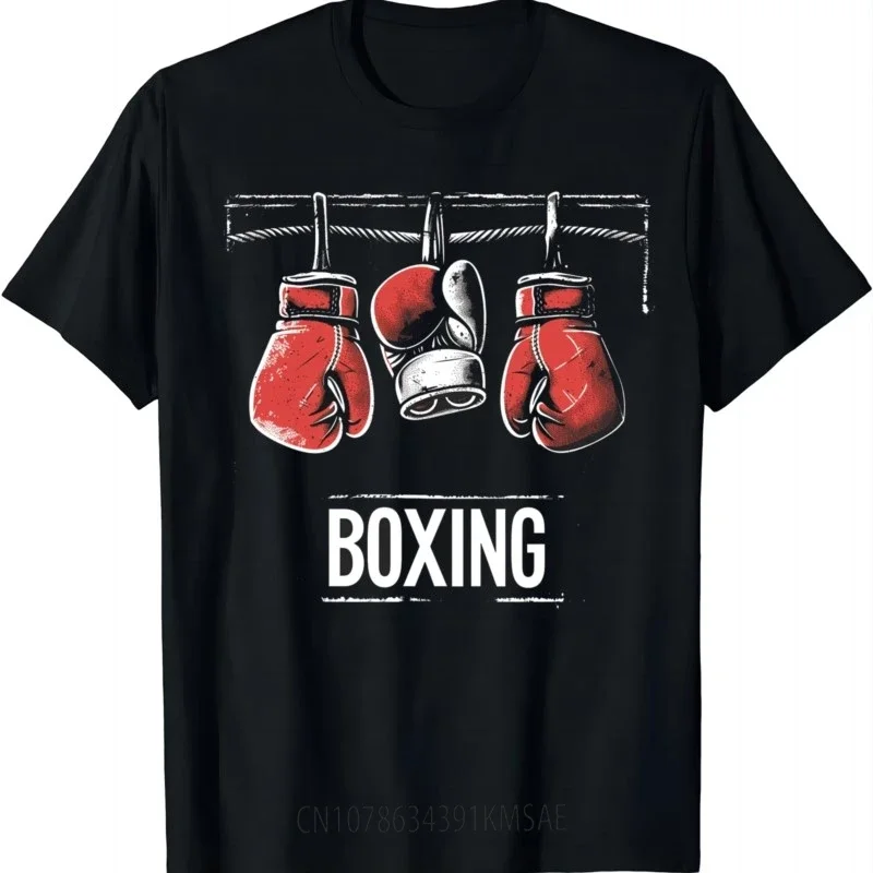 Authentic Boxing Tee - Red Gloves in Action Style T Shirt Graphic T Shirts Men Clothing Tops Streetwear Camiseta Hombre