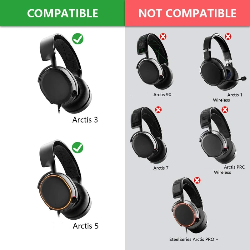 Gaming Headphones Headband With Velour Elastic Ear Band Cushion Replacement For Steelseries Arctis 5 Arctis 3