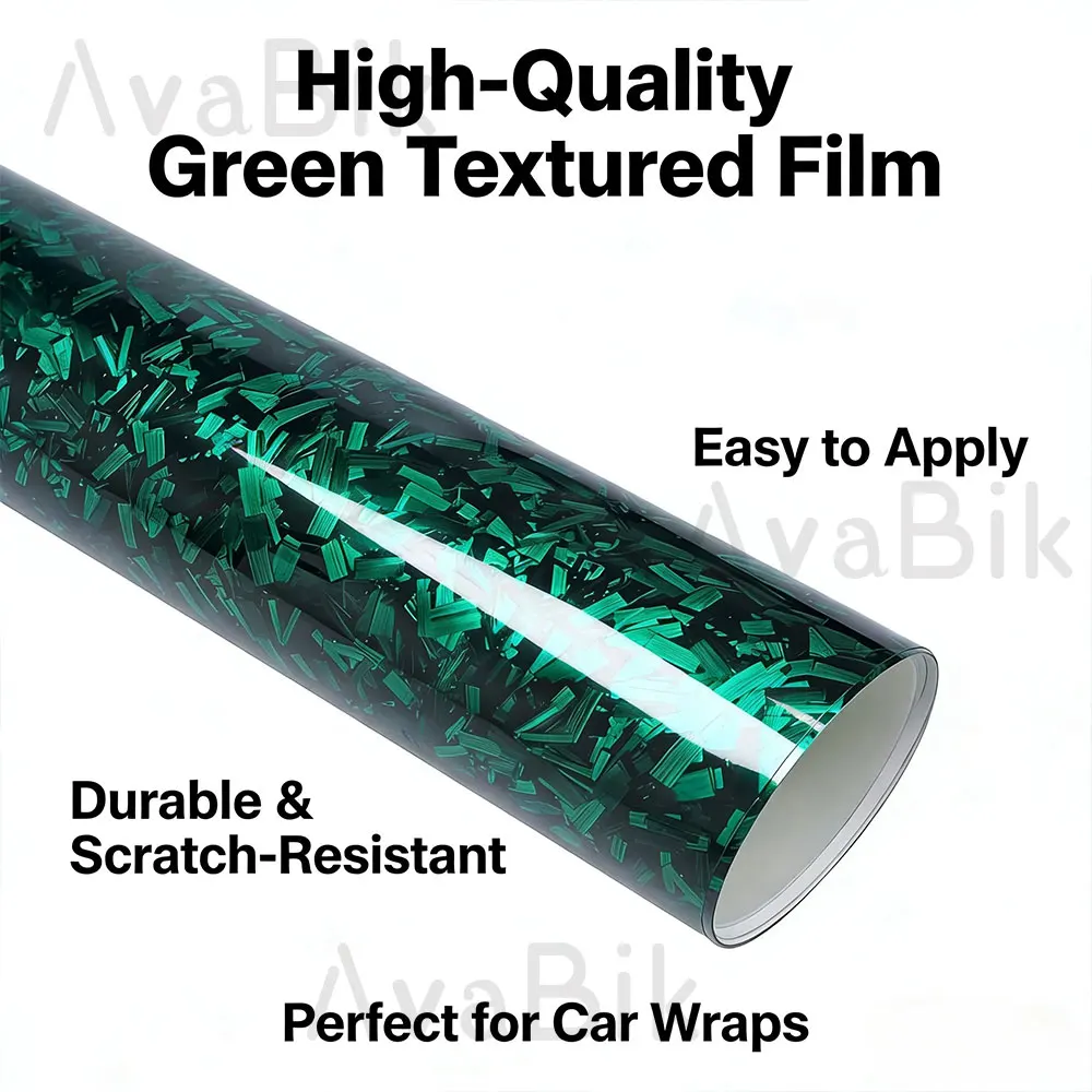10/50cm x150cm PET High Quality Self Adhesive Sticker Glossy Green Forged Carbon Fiber Vinyl Car Wrap Decal Film Car Accessories