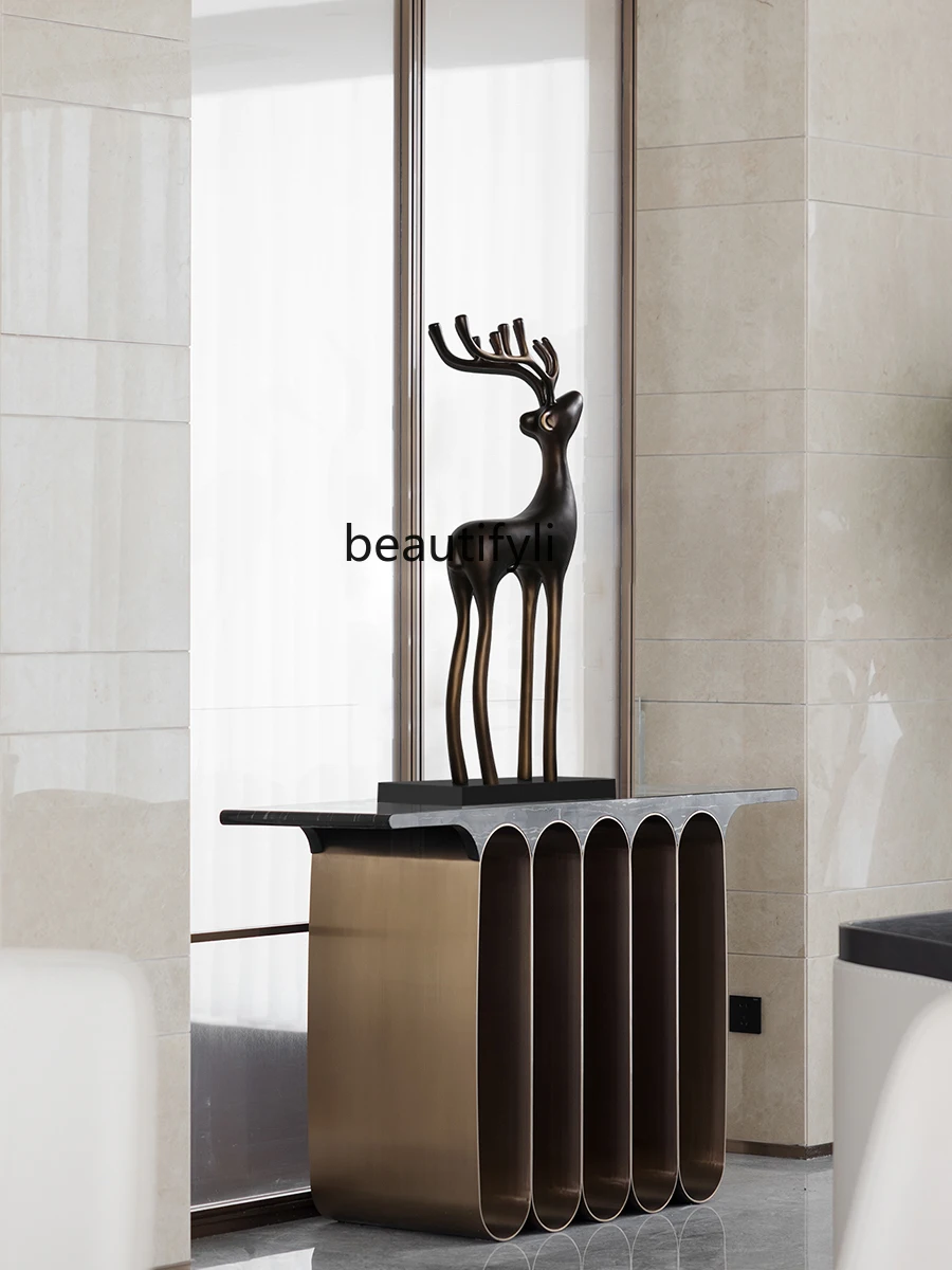 Fortune Deer Hotel Sample Room Decoration Living Room Entrance Home Ornament High-End Entry Lux Wooden Sculpture Art Ornaments