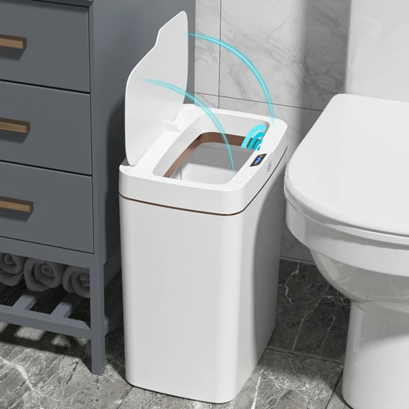 AS60-Trash Can Touchless Sensor Trash Can Kitchen And Bathroom Crevice Trash Can Household Cleaning Supplies