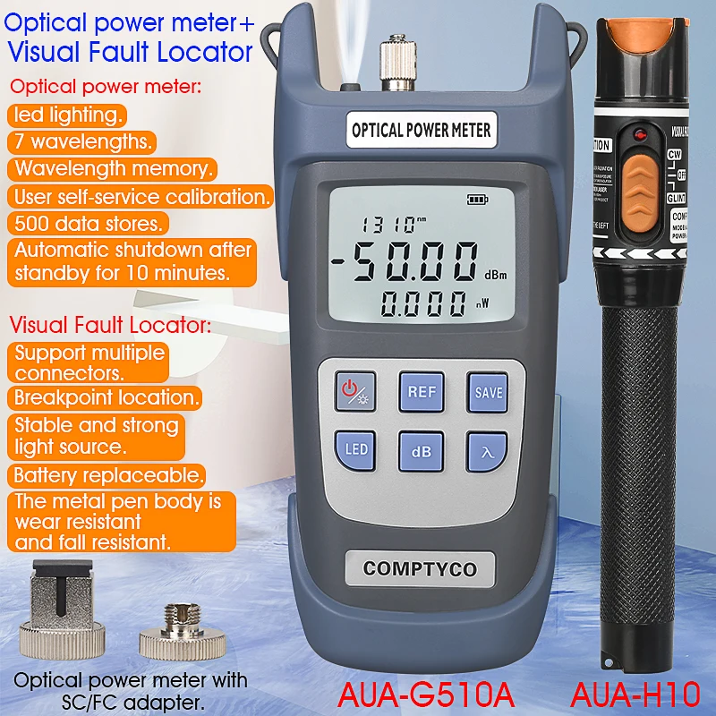 

2 In1 FTTH Fiber Optic Tool Kit Fiber Optical Power Meter -50~+26dBm and 10mw/50MW Visual Fault Locator Fiber Optic Test Pen VFL