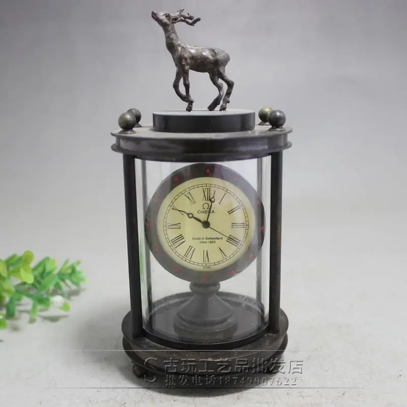 

Antique miscellaneous metal brass mechanical clocks and sika deer clocks