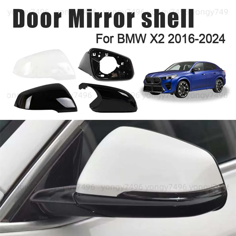 

Protective Cover Door Mirror Shell For BMW X2 2016-2024 Picture Frame Lens Bottom Case White Black Cars Accessories Replace