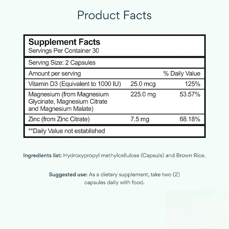 Magnesium Glycine Contains Citric Acid, Malate, Zinc, High Absorption and Pure Formula, Used for Muscle Relaxation, 60 Capsules