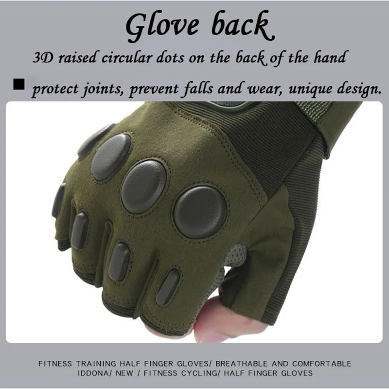 Guantes tácticos medio dedo Paintball Airsoft tiro combate antideslizante hombres bicicleta medio dedo guantes equipo de protección