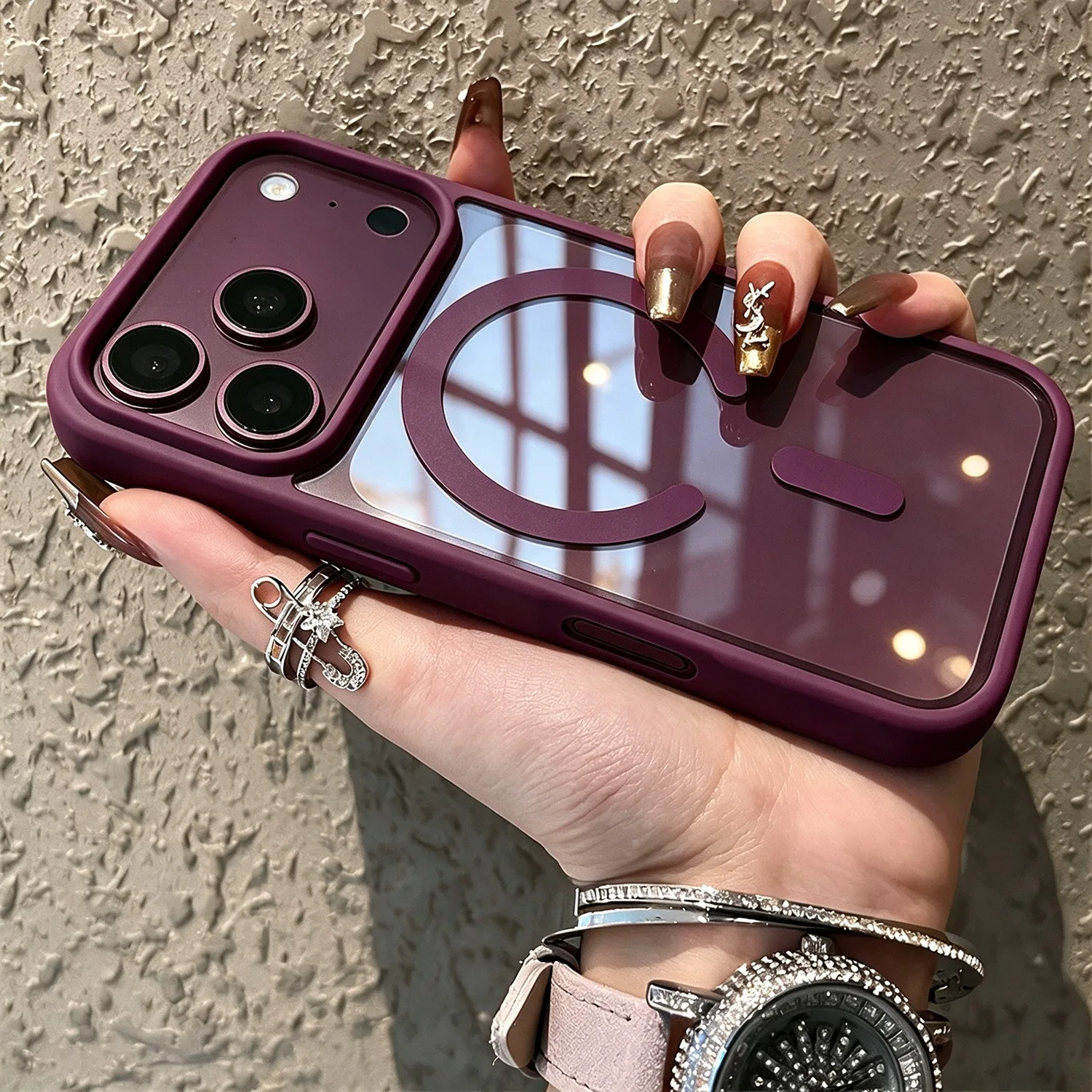 Magsafe Transparent Phone Case for iPhone 15 14 Plus 13 12 ProMax Shockproof Magnetic Wireless Charging Cover product photo